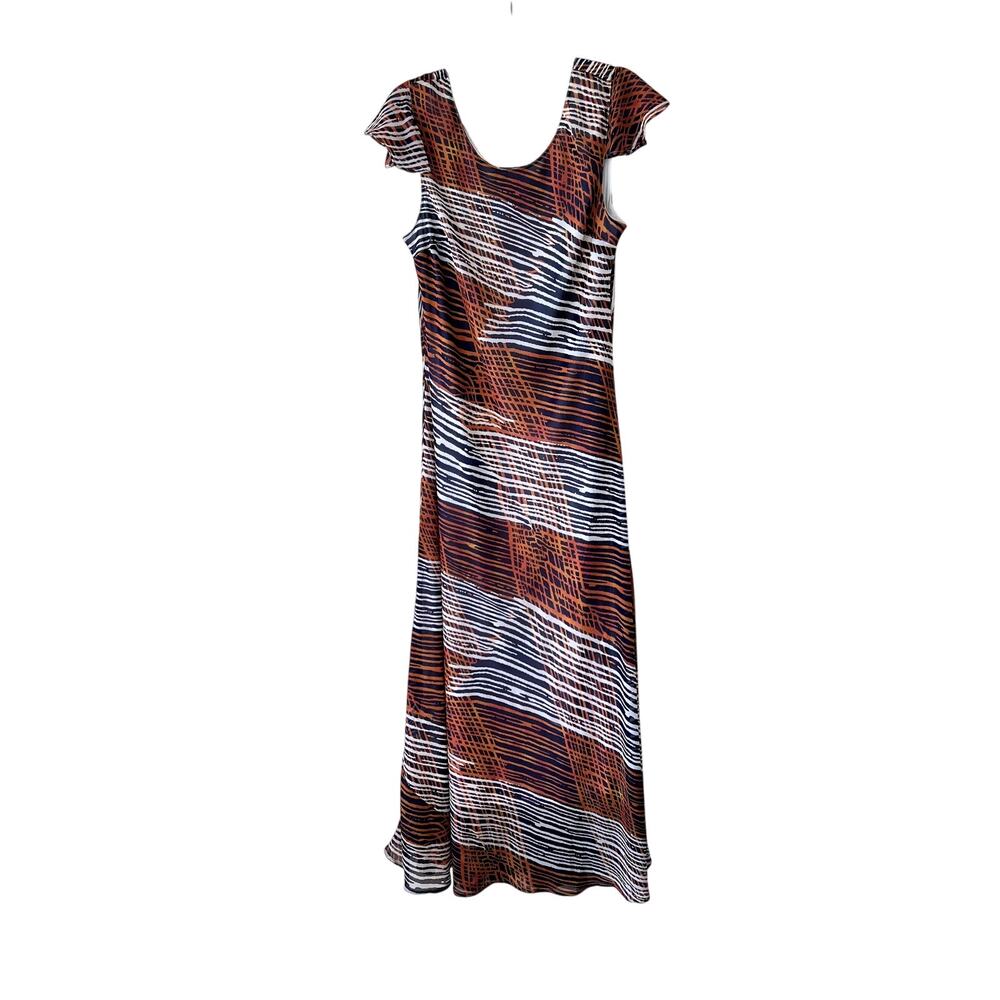 Midnight Velvet Womens Geometric Stripe Pattern Maxi Dress Size 14 Event Wedding